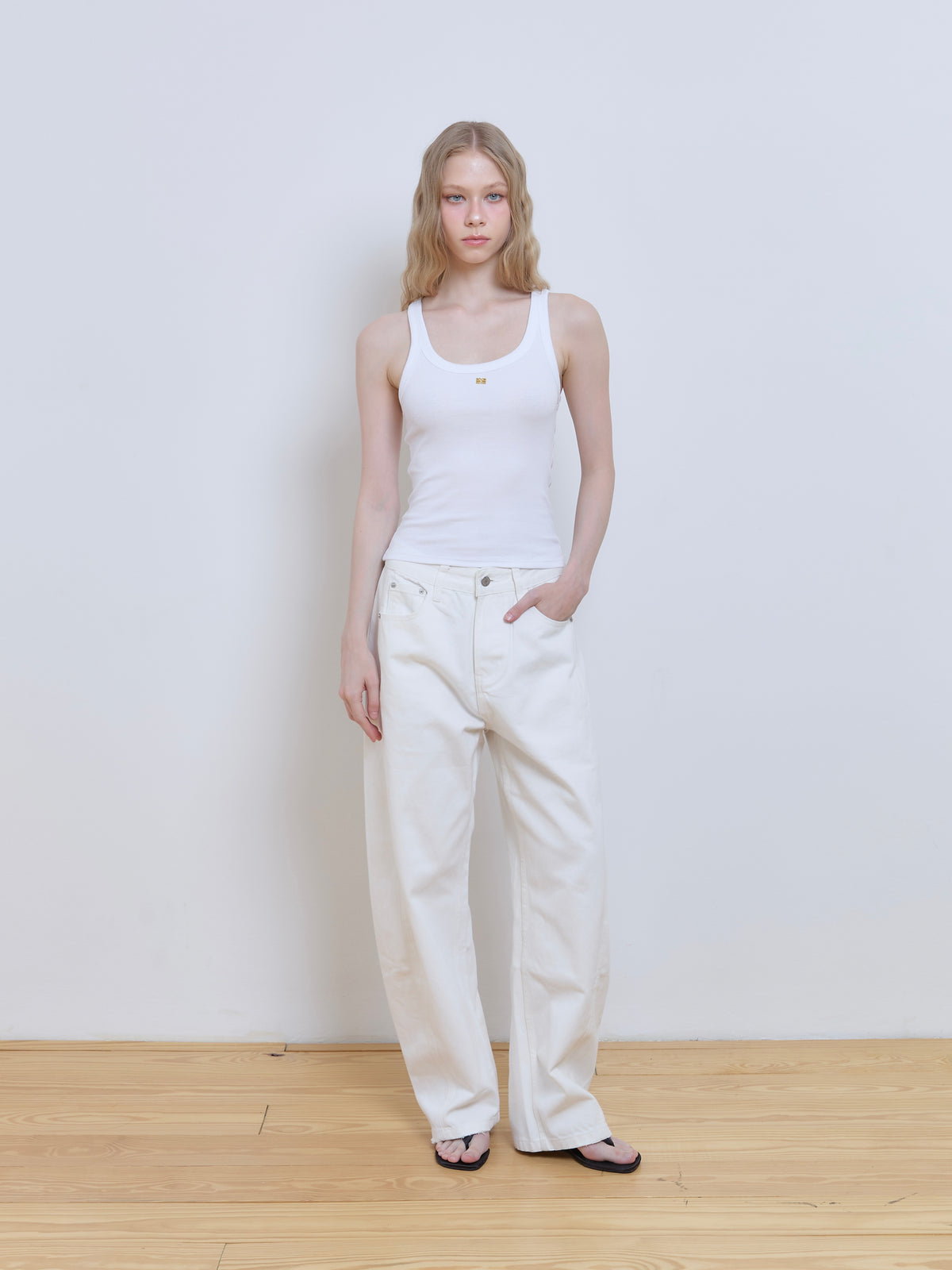 M RIBBED TANK (WHITE)