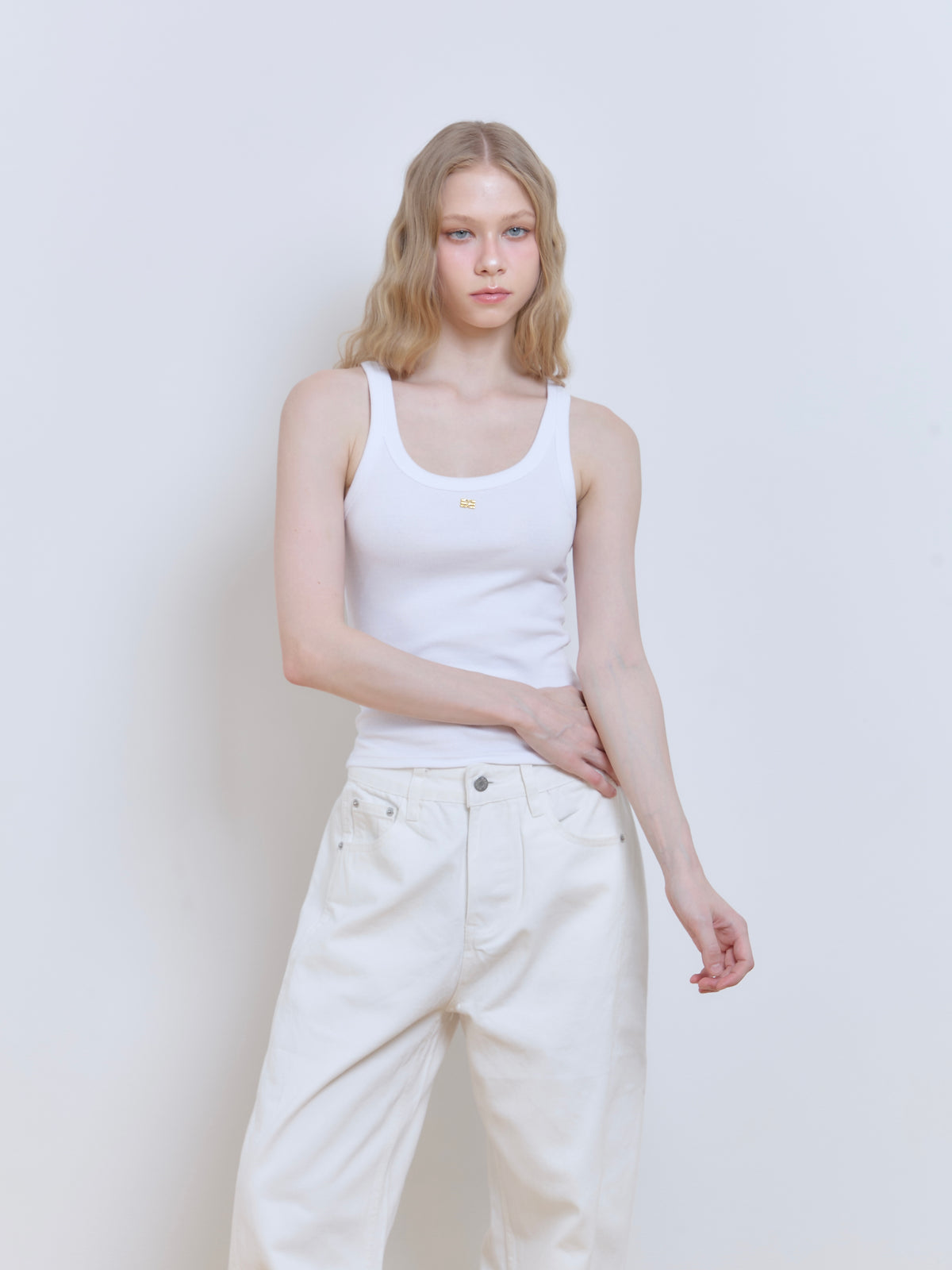 M RIBBED TANK (WHITE)