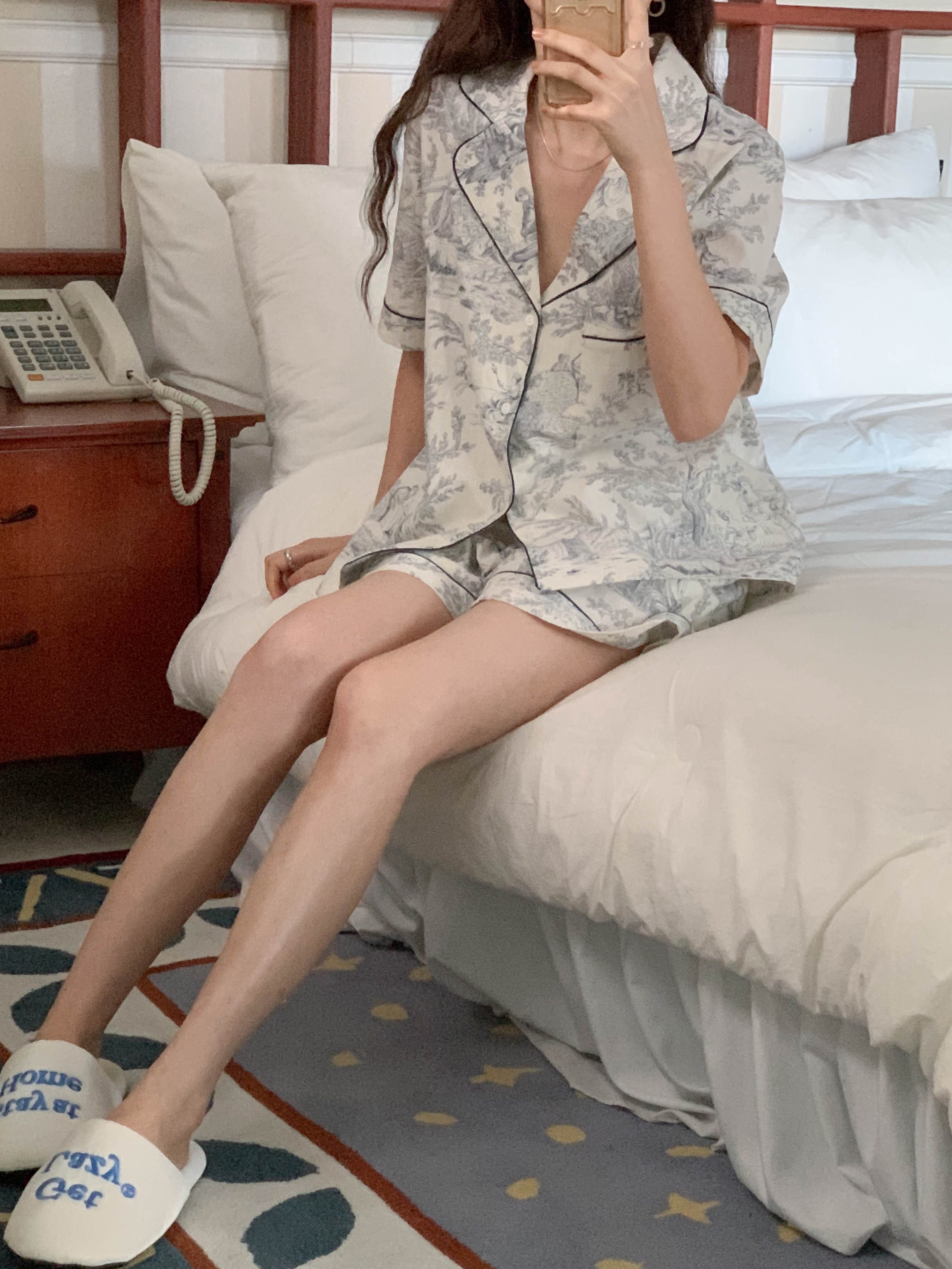 toile de jouy pajama set (navy)