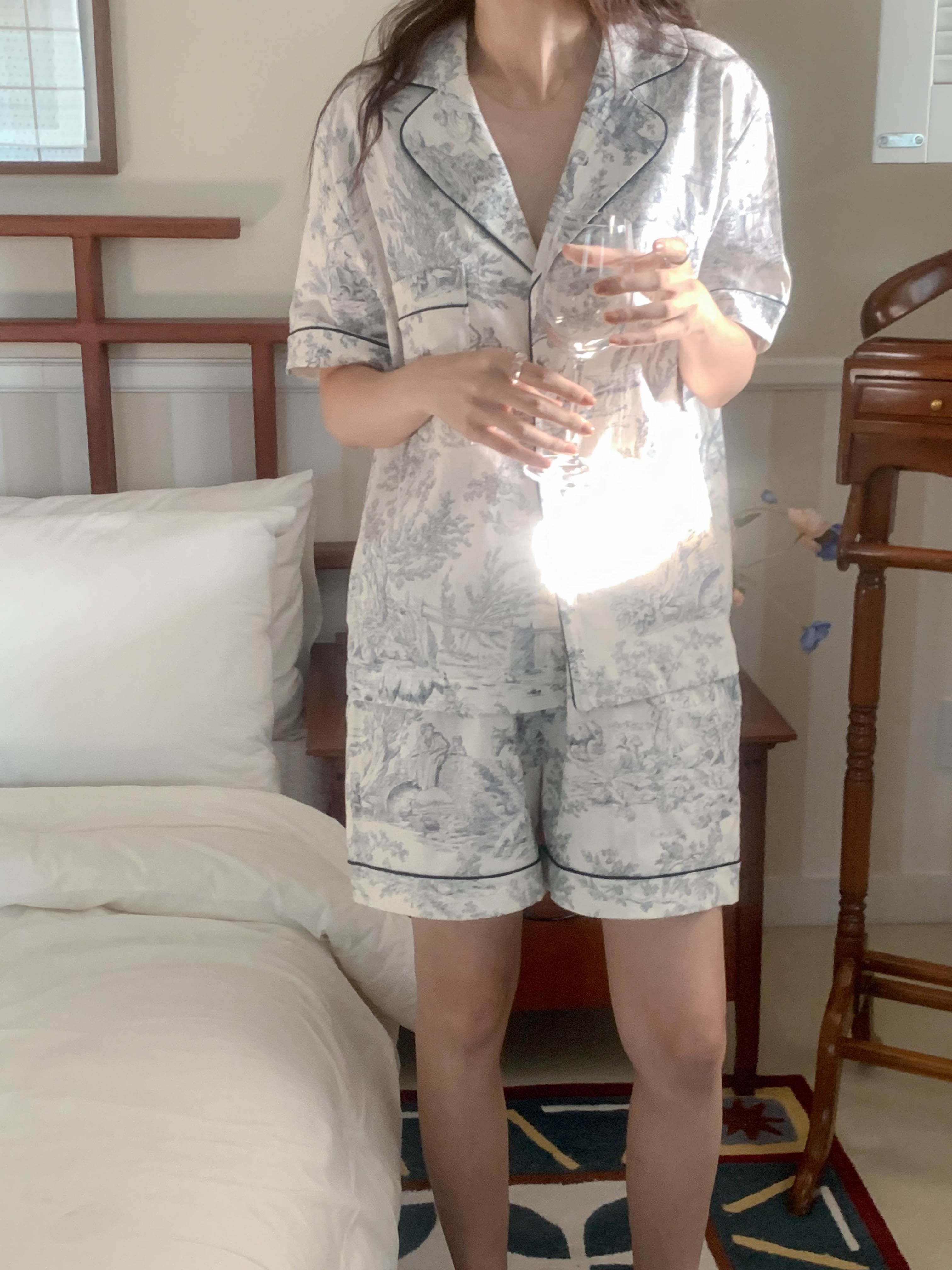 toile de jouy pajama set (navy)