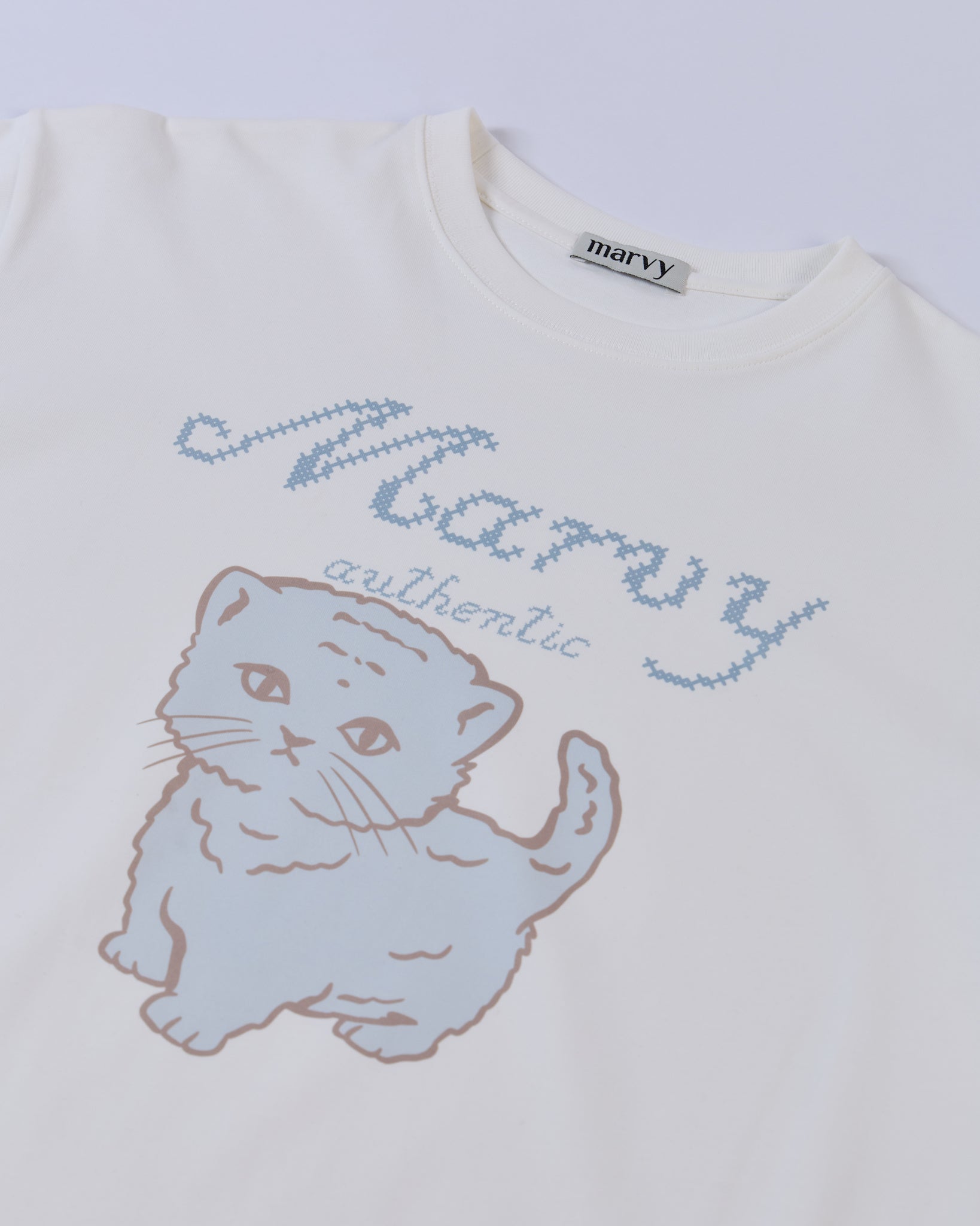 Marvy Blue Kitten Tee