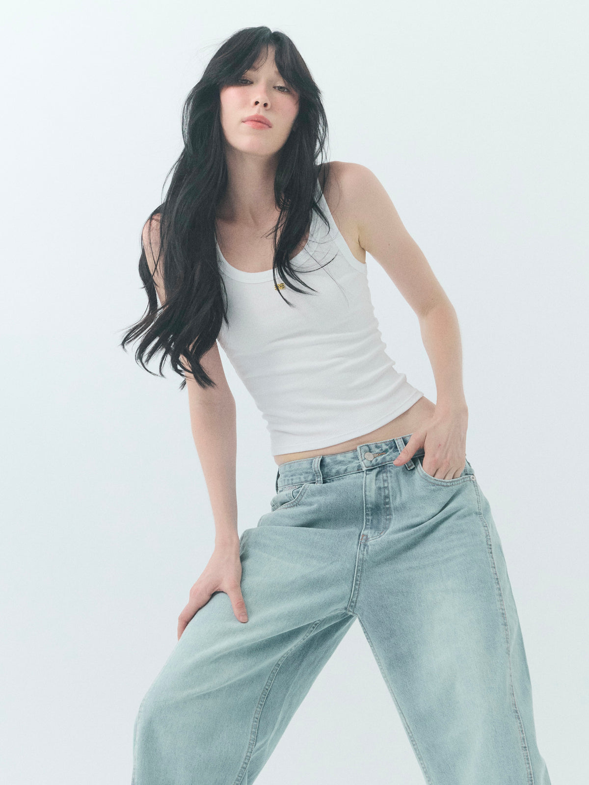 M RIBBED TANK (WHITE)