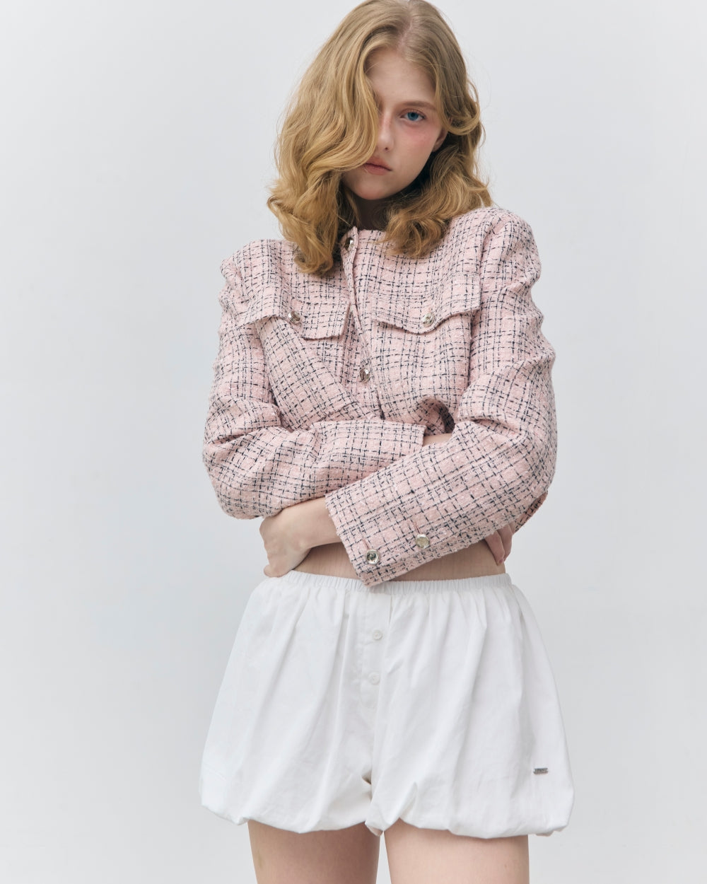 soft bloom crop tweed jacket (soft pink)