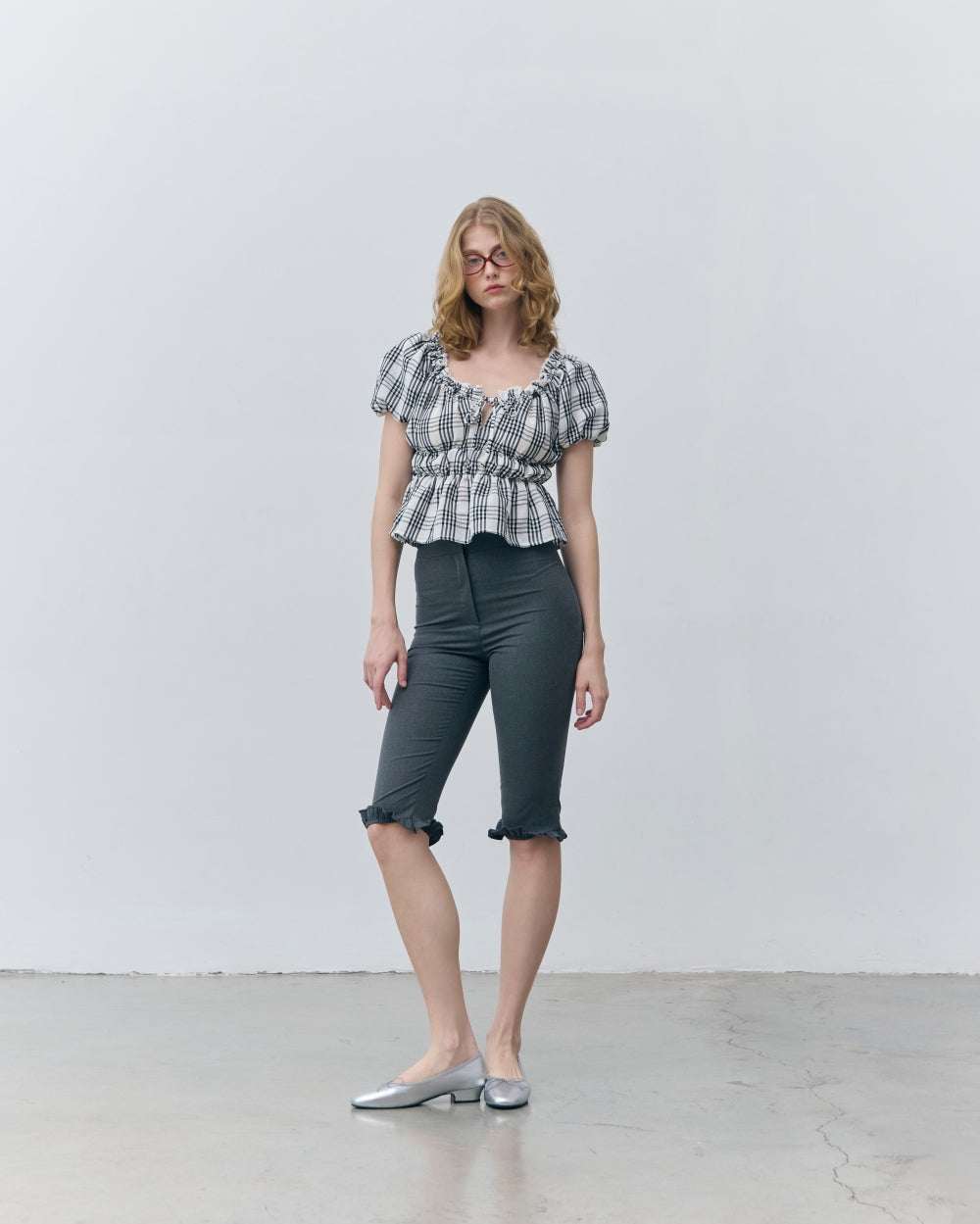 shirring puff blouse