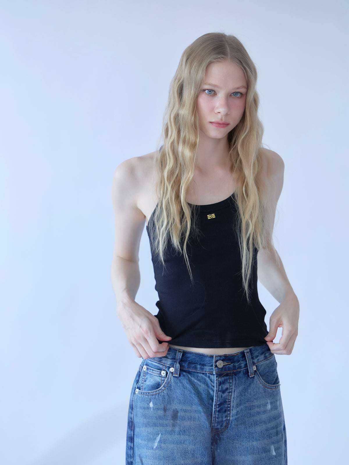 M RIBBED TANK (BLACK)