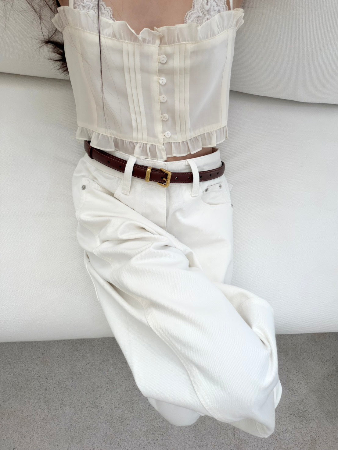 GRAINED COWHIDE LEATHER BELT