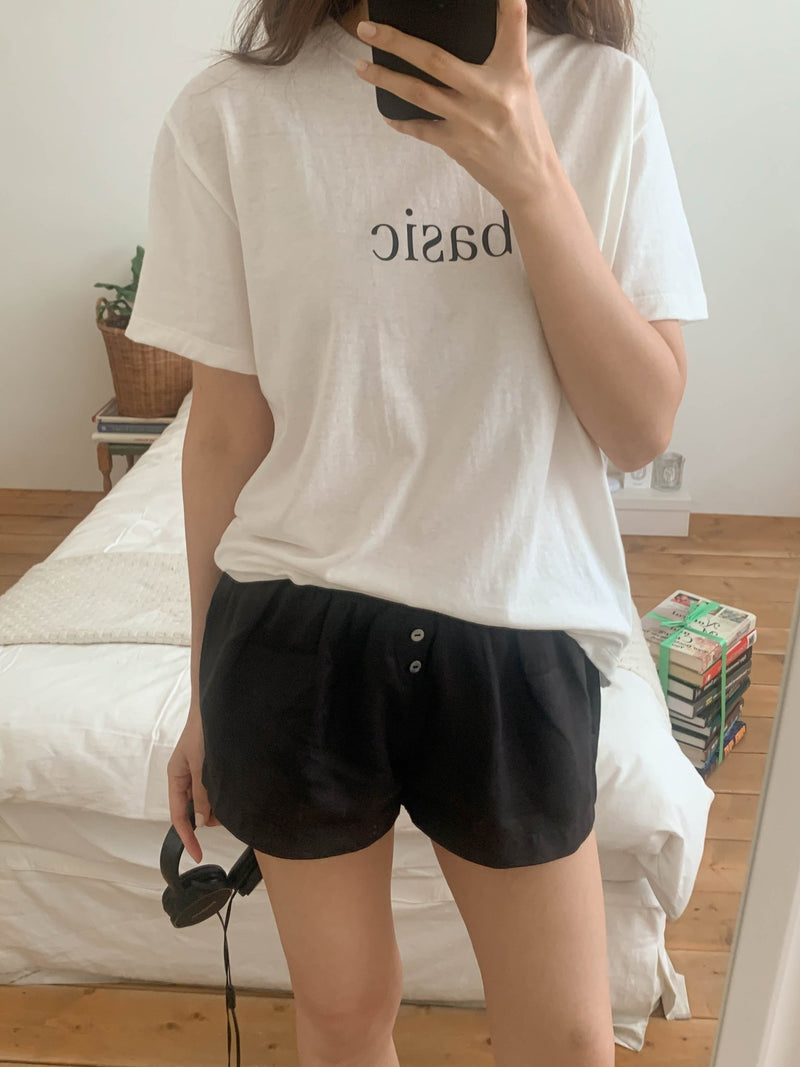 linen banding short pants (black) - Marvymarvy