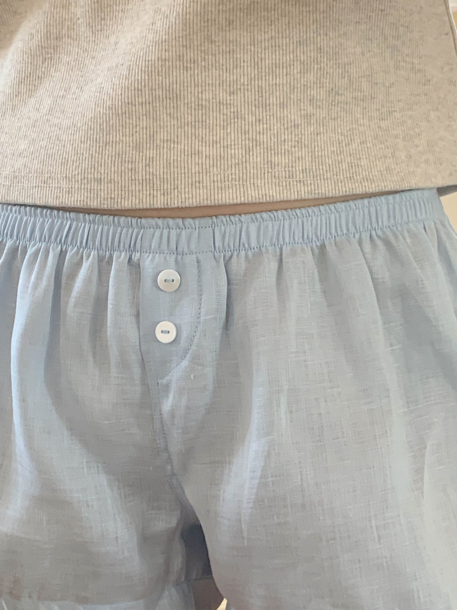 linen banding short pants (sky blue) - Marvymarvy