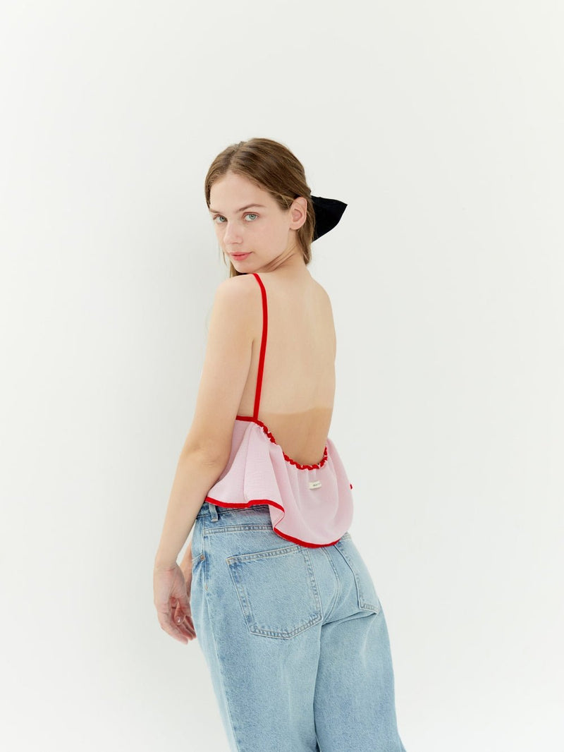 [PRE-ORDER] Pink Tie-front Crop Top - Marvymarvy