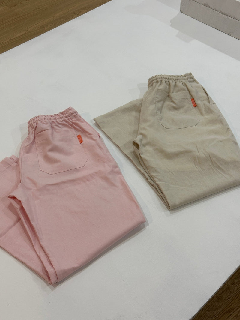 Semi Wide Banding Pants (pink) - Marvymarvy