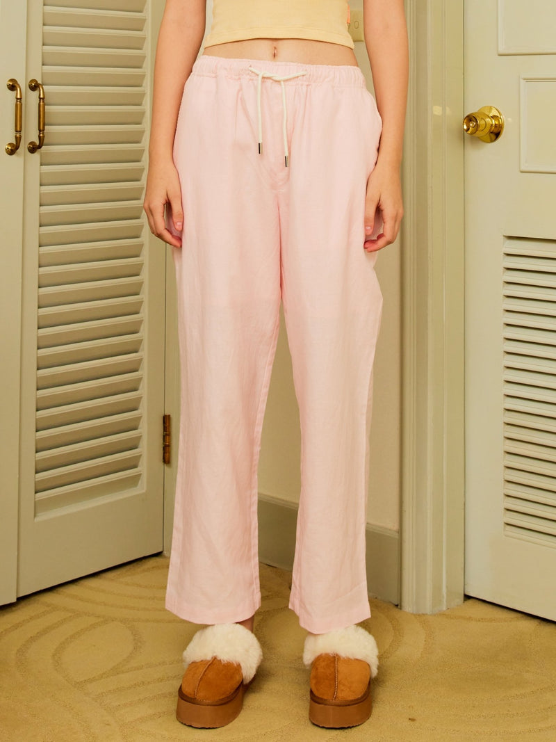 Semi Wide Banding Pants (pink) - Marvymarvy