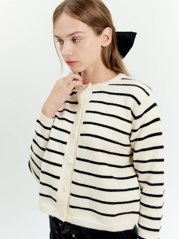 Striped Knit Cardigan - Marvymarvy