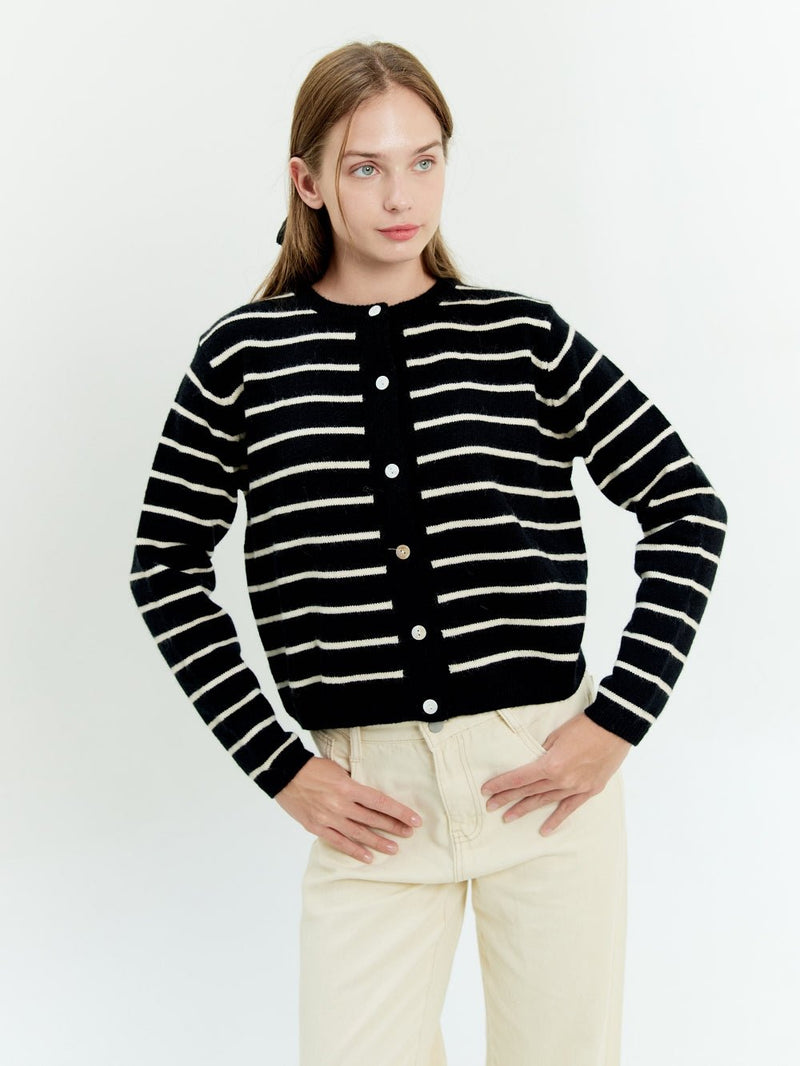 Striped Knit Cardigan - Marvymarvy