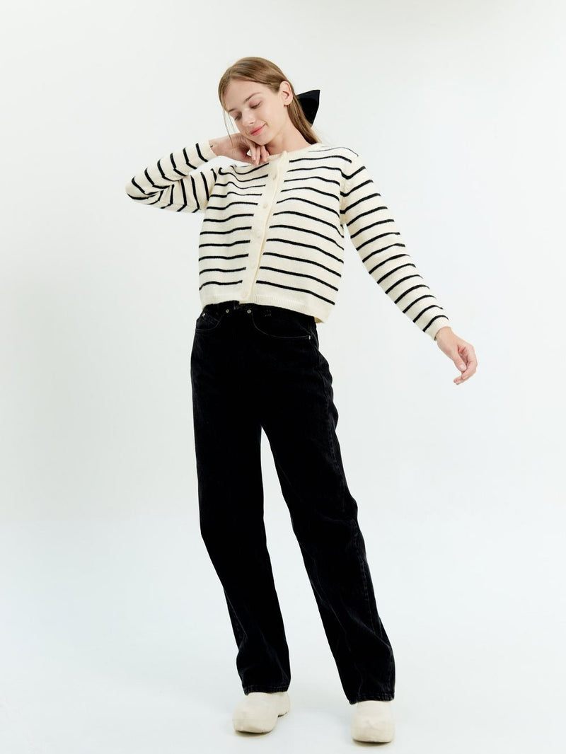 Striped Knit Cardigan - Marvymarvy