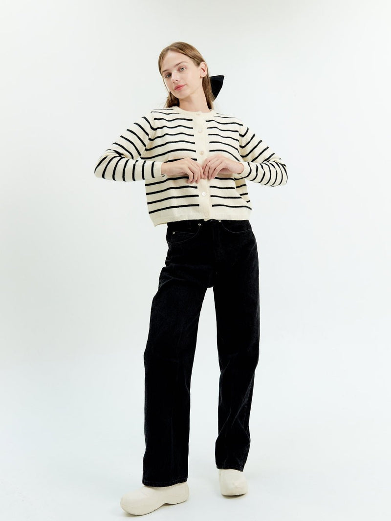 Striped Knit Cardigan - Marvymarvy